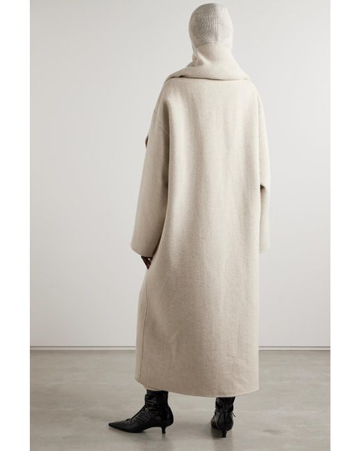 The Row Notte Scarf detailed Cashmere Coat in Natural Lyst