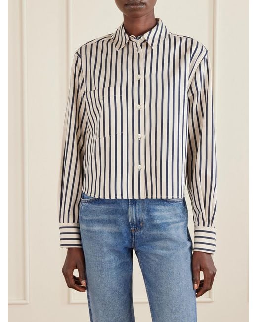 Anine Bing Black Essie Striped Cotton-Poplin Shirt