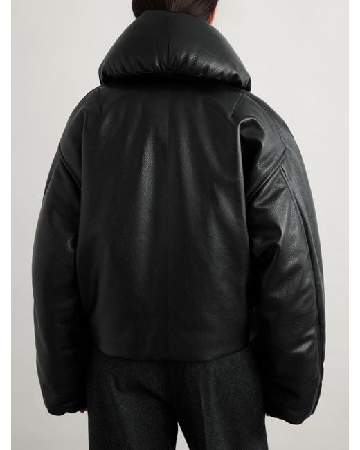 Alaïa Black Padded Leather Bomber Jacket