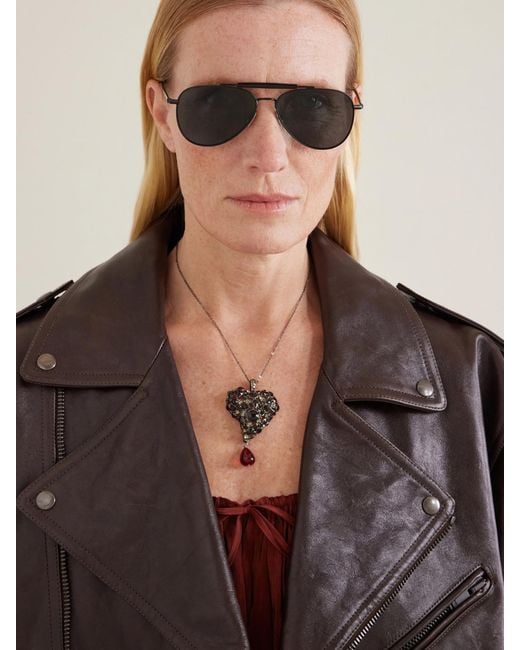 Saint Laurent Black Sl 864 Aviator-Style Metal Sunglasses