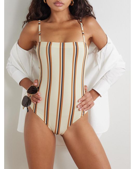 Eres Natural Iode Striped Jacquard Swimsuit