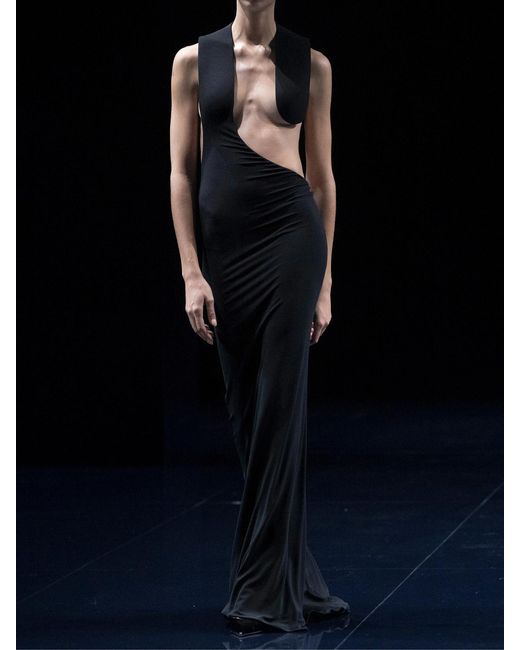 Tom Ford Black Asymmetric Open-Back Jersey Gown