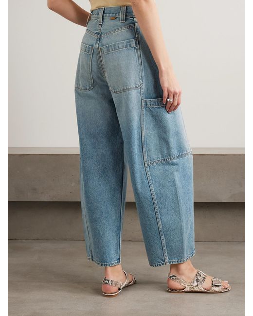Jamie Haller Blue The Crop Painter Cropped Mid-Rise Wide-Leg Jeans