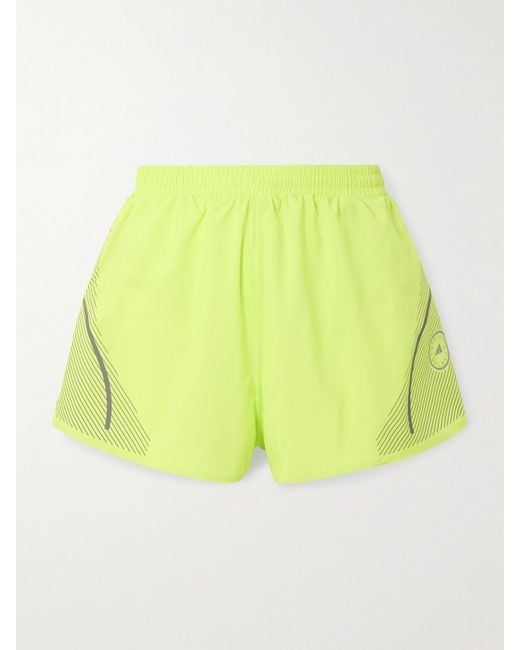 Adidas By Stella McCartney Yellow Truepace Printed Recycled-Shell Shorts