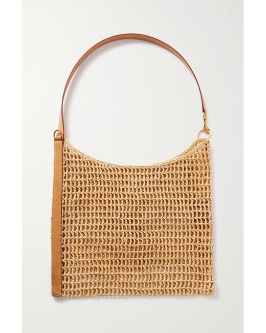 Saint Laurent Natural Oxalis Schultertasche Aus Raffiabast Mit Lederbesätzen