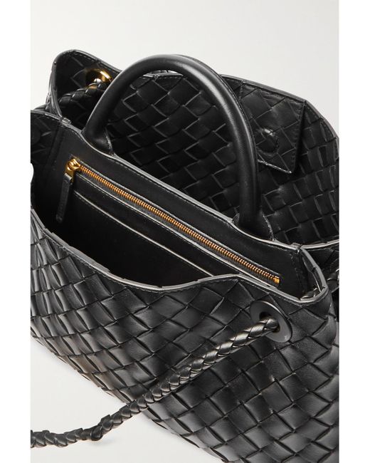 Bottega Veneta Black Andiamo East-West Small Intrecciato Leather Tote