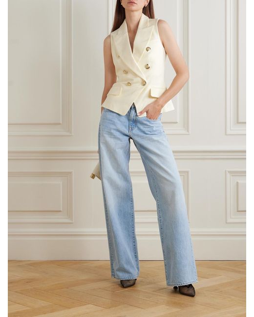 Balmain Natural Button-Embellished Jacquard Vest