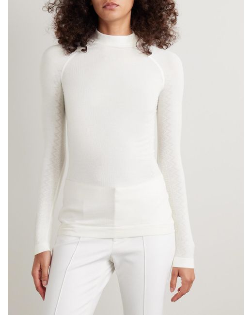 Falke White Nordic Wool-Blend Top