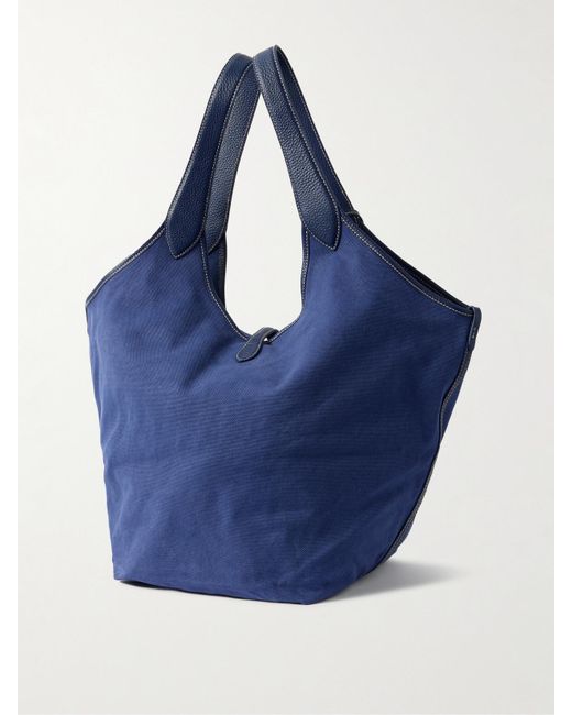 Sac À Main En Toile De Coton À Finitions En Cuir Texturé Polo Play Large Polo Ralph Lauren en coloris Blue