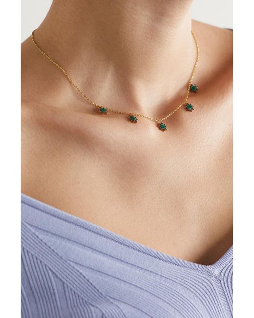 L'Atelier Nawbar Natural Cosmic Ibiza Mini 18-Karat, Malachite And Diamond Choker