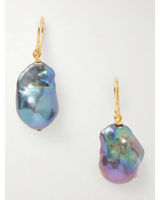 Jil Sander Blue Grainy-Tone And Mother-Of-Pearl Earrings