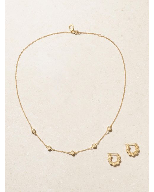 L'Atelier Nawbar Gray Set Aus Ohrringen Und Einer Kette Aus 18 Karat Mit Mehreren Steinen