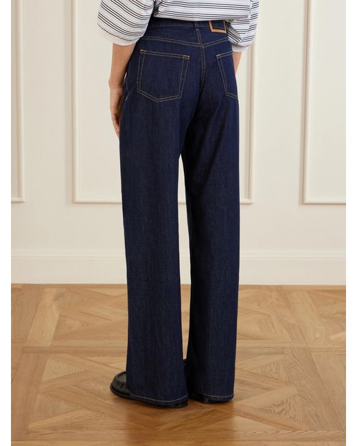 La Ligne Blue Isadora Cotton-Chambray Wide-Leg Jeans