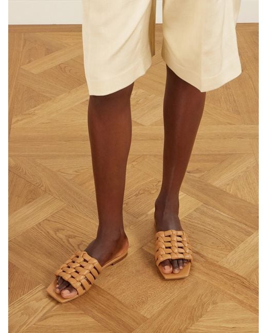 Tod's Brown Padded Woven Leather Slides