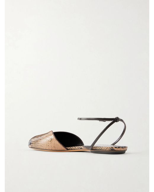 Le Monde Beryl White Valetta Snake-Effect Leather Flats
