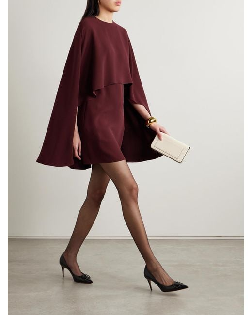 Valentino Garavani Purple Cape-Effect Silk-Crepe Mini Dress