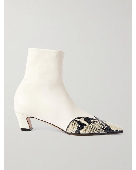 Khaite Natural Nevada Ankle Boots Aus Leder Mit Schlangeneffekt