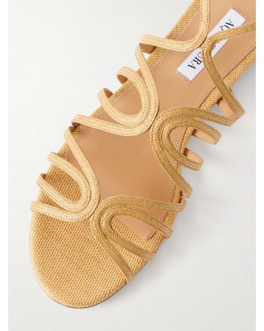 Aquazzura Natural Serenade Raffia Flat Sandals