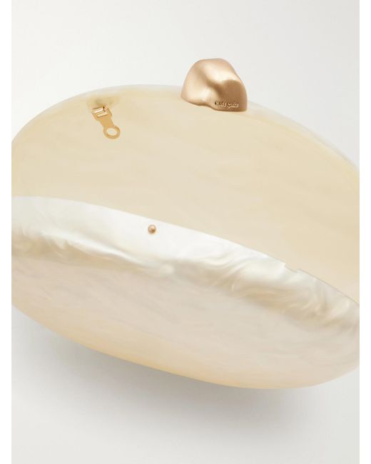 Cult Gaia Natural Eviana Marble-Effect Clutch