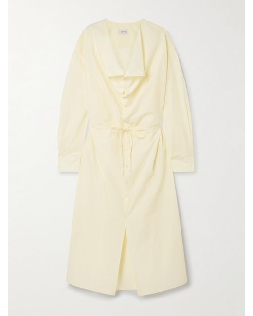 Lemaire Natural Asymmetrisches Midikleid Aus Baumwoll-Crêpe Mit Bindegürtel