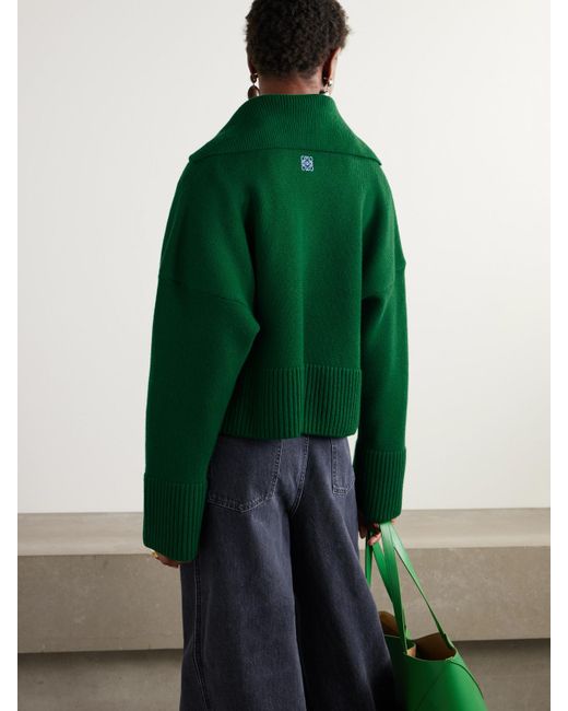 Loewe Green Asymmetrischer Kaschmirpullover