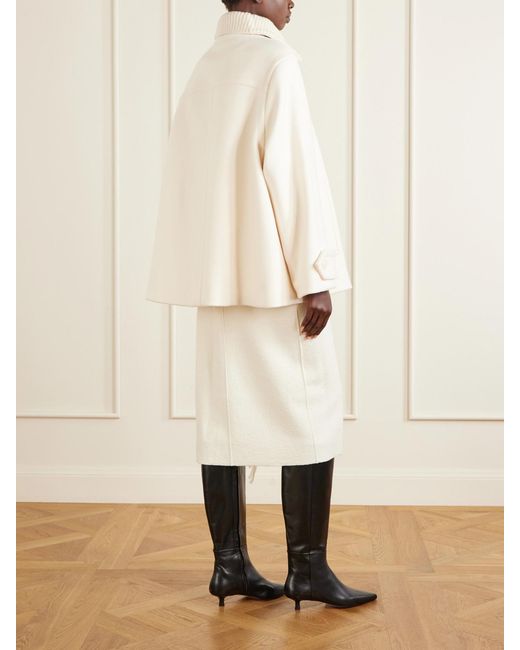 Lanvin Natural Belted Leather-Trimmed Wool Trench Coat