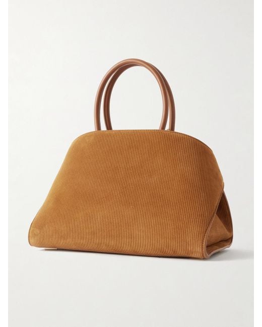 Ferragamo Brown Hug Grainy Kleine Schultertasche Aus Veloursleder Mit Lederbesätzen Und Verzierungen