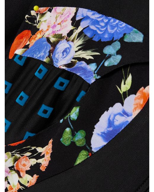 Rabanne Black Paneled Printed Satin-Jersey Maxi Dress