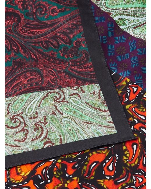 Dries Van Noten Red Floral-Printed Satin Scarf