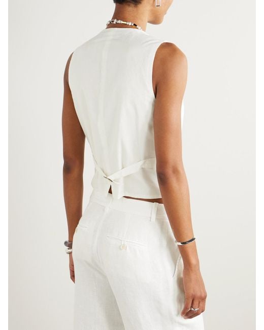Polo Ralph Lauren White Pauline Linen Vest