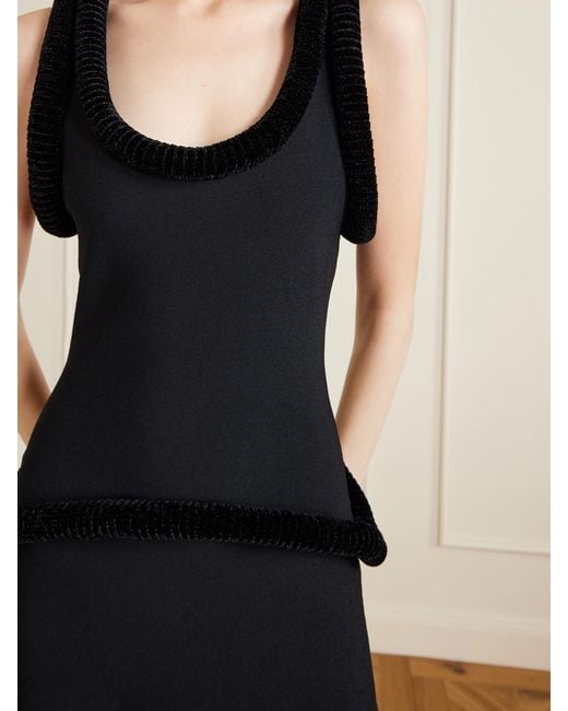 DIOTIMA Black Basseterre Velvet-Trimmed Jersey Maxi Dress