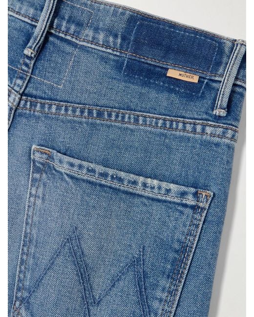 Mother Blue Tunnel Vision Sneak High-Rise Straight-Leg Jeans