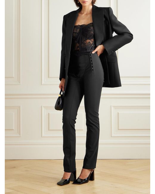 Dolce & Gabbana Black Doppelreihiger Blazer Aus Satin Aus Einer Woll-Seidenmischung