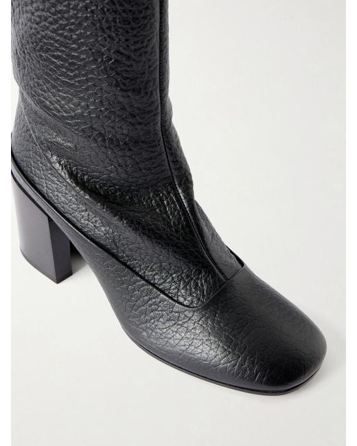 Dries Van Noten Black Leather Over-The-Knee Boots
