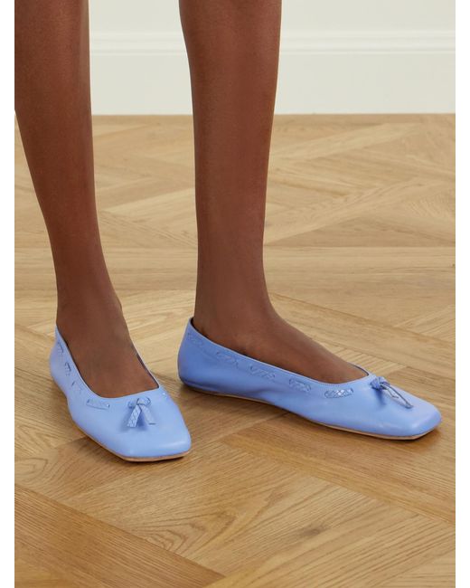 Staud Blue Milo Leather Ballet Flats