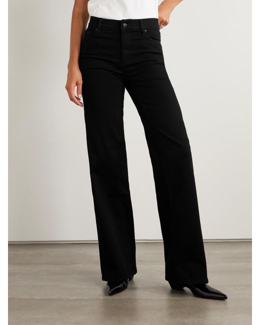 FRAME Black The Slim Palazzo Long Hoch Sitzende Jeans Mit Weitem Bein