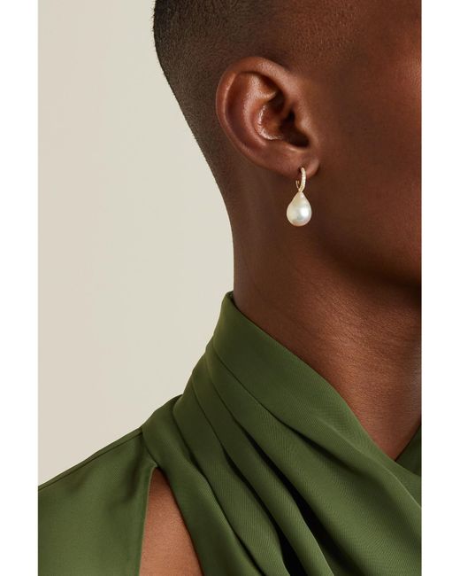 Mizuki Natural 14-Karat, Pearl And Diamond Hoop Earrings