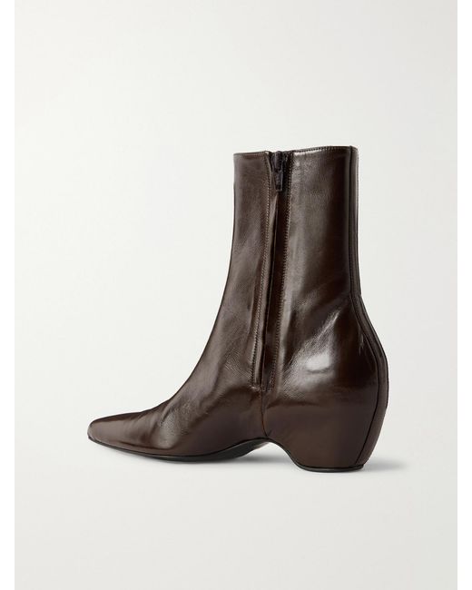 Khaite Brown Sybil Leather Ankle Boots