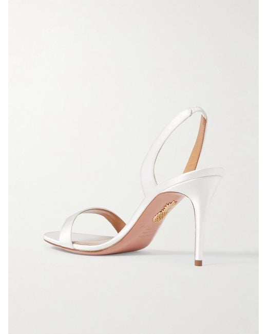Aquazzura White So Nude 85 Satin Slingback Sandals