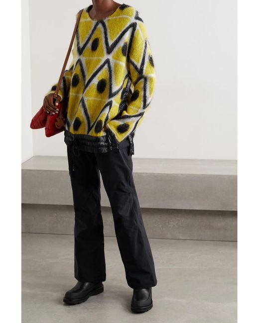 Moncler Genius Yellow 3 Moncler Grenoble Oversized Shell-Trimmed Jacquard-Knit Mohair-Blend Sweater