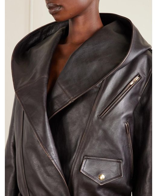 Alaïa Black Belted Leather Biker Jacket