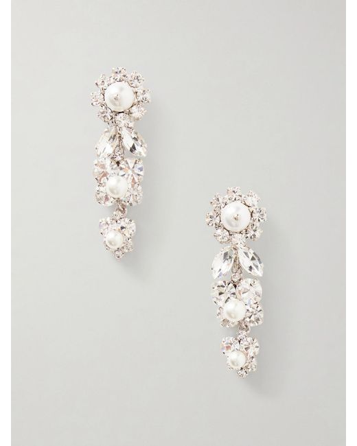 Simone Rocha White Daisy Cluster-Tone, Crystal And Pearl-Like Earrings