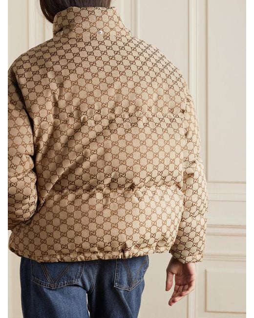 Gucci Brown Gg Cotton Canvas Down Jacket