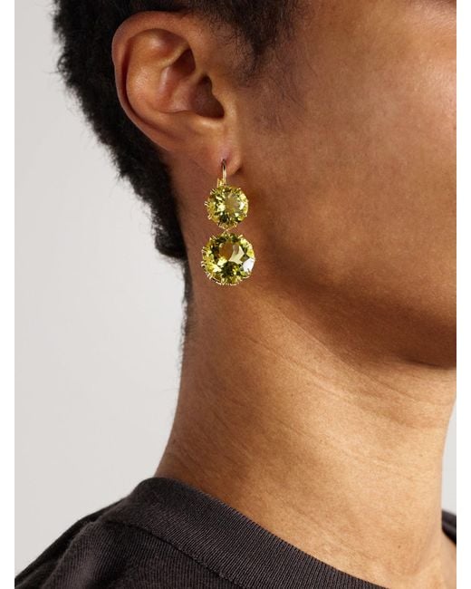 Ileana Makri Metallic Double Crown 18-Karat Topaz Earrings