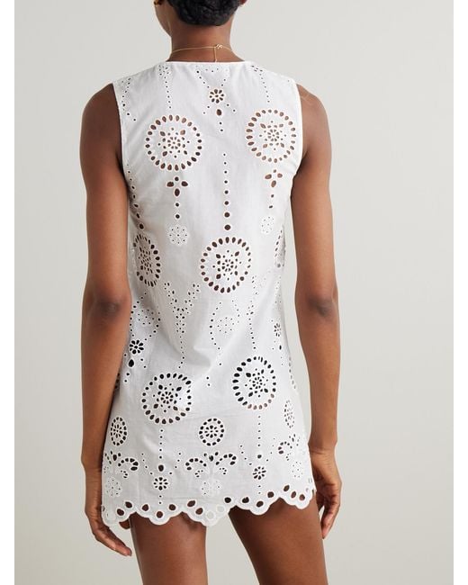 Matteau White Scalloped Broderie Anglaise Cotton Mini Dress