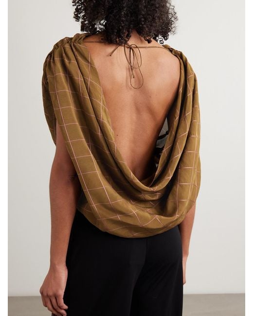 Kallmeyer Natural Naia Checked Draped Voile Top