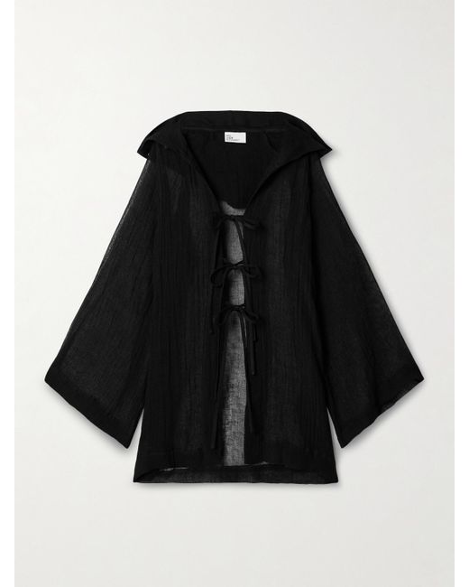 Lisa Marie Fernandez Black Cape Aus Gaze Aus Einer Leinenmischung