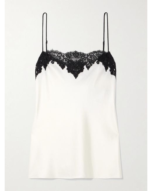 Stella McCartney White Lace-Trimmed Satin Camisole