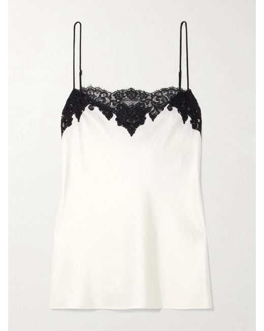 Stella McCartney White Lace-Trimmed Satin Camisole