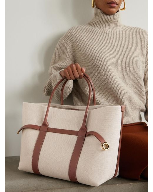 Loro Piana Natural Ghiera Large Leather-Trimmed Canvas Tote
